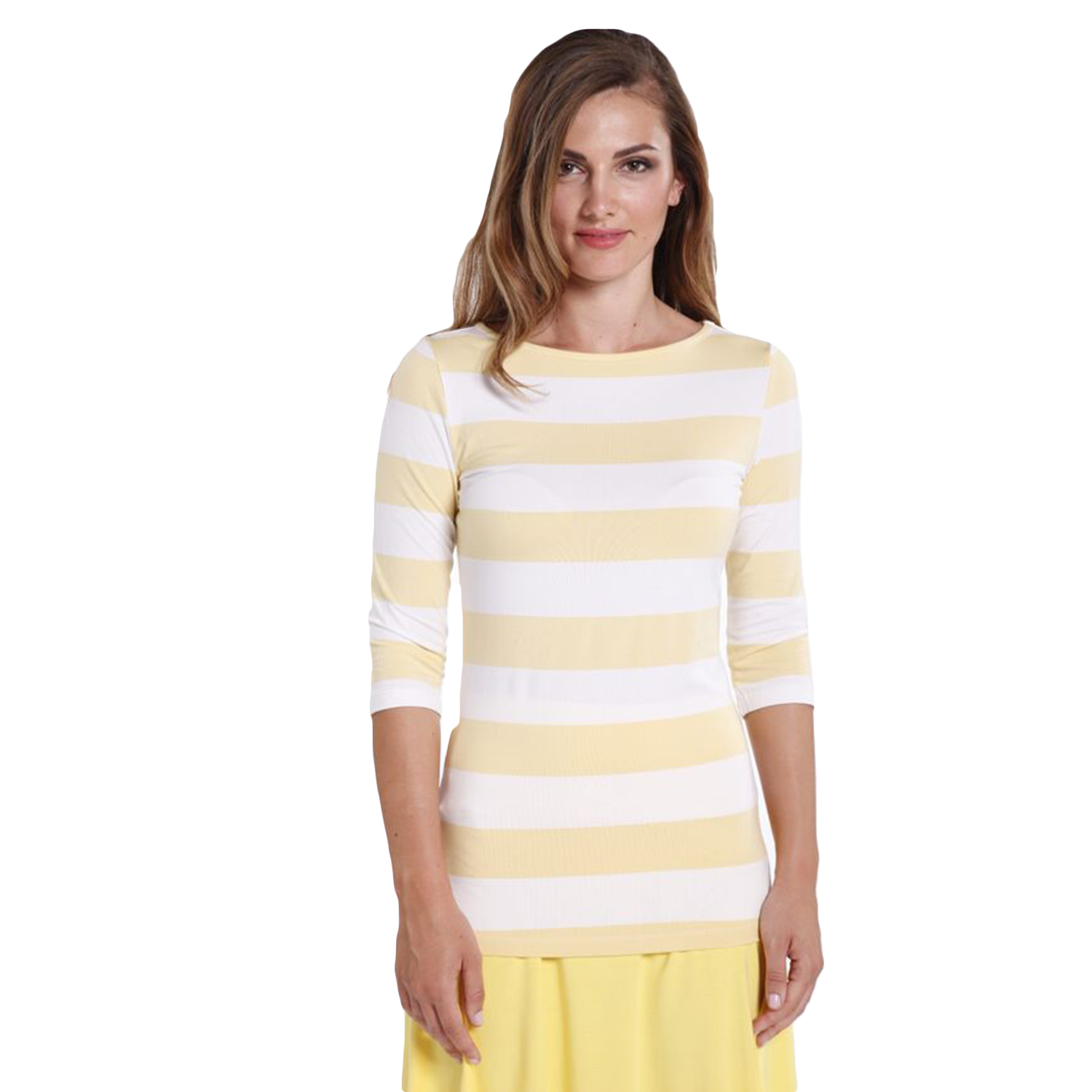 Yellow and White Stripe Boat Neck Top - Hooked On Bamboo